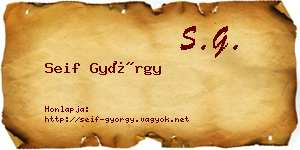 Seif György névjegykártya